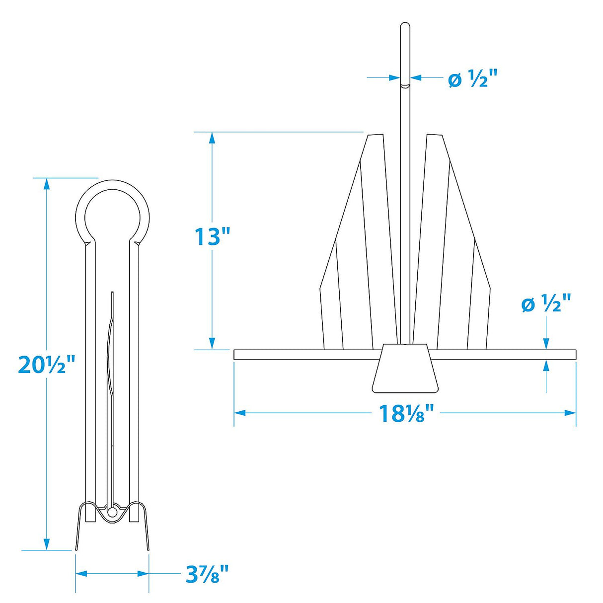 Seachoice 41640 Hot Dipped Galvanized Utility Anchor, Size 15E