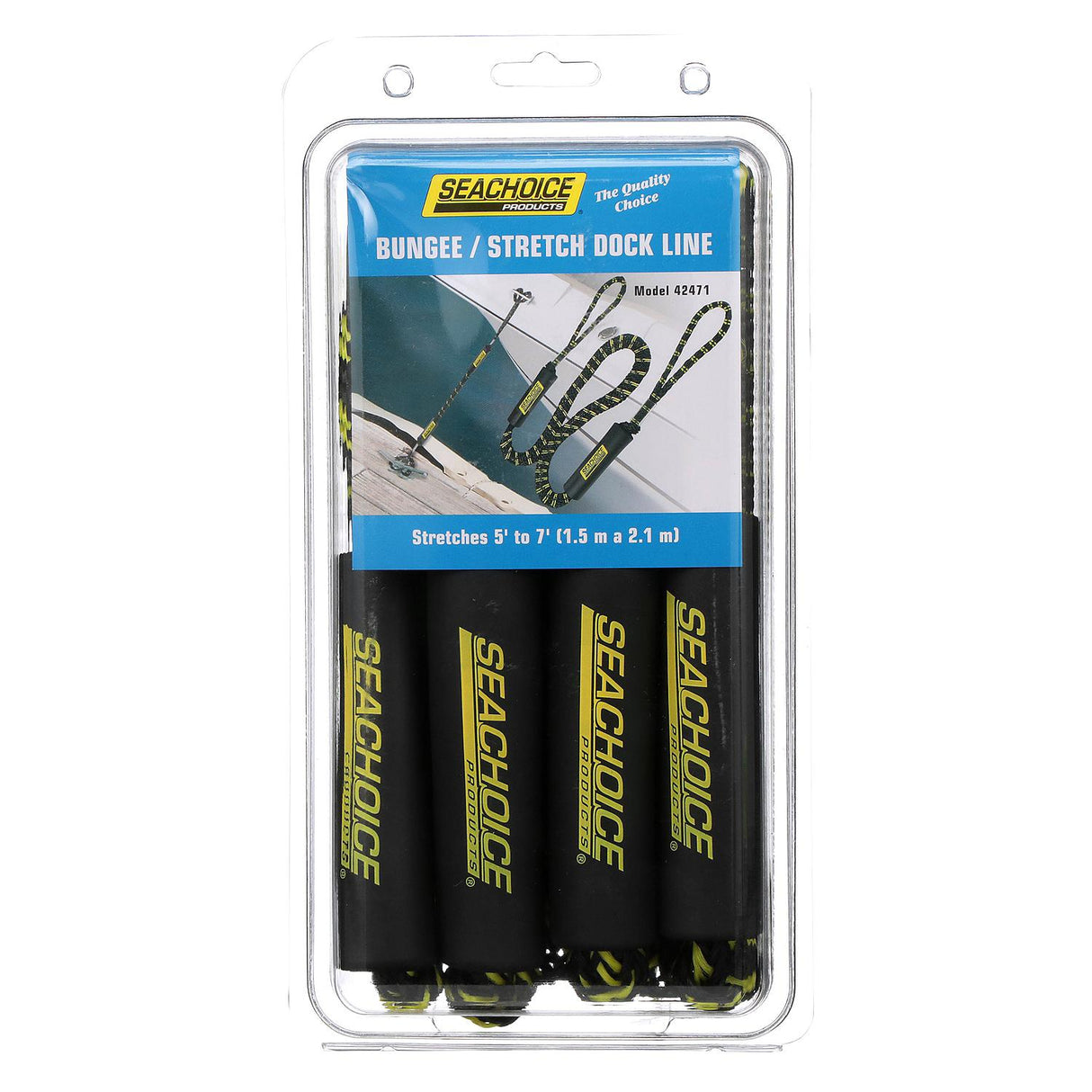 Seachoice 42471 Bungee/Stretch Dock Line, Stretches 5' - 7', 1 pr.