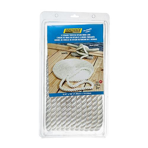 Seachoice 3-Strand Twisted Nylon Dock LineWhite