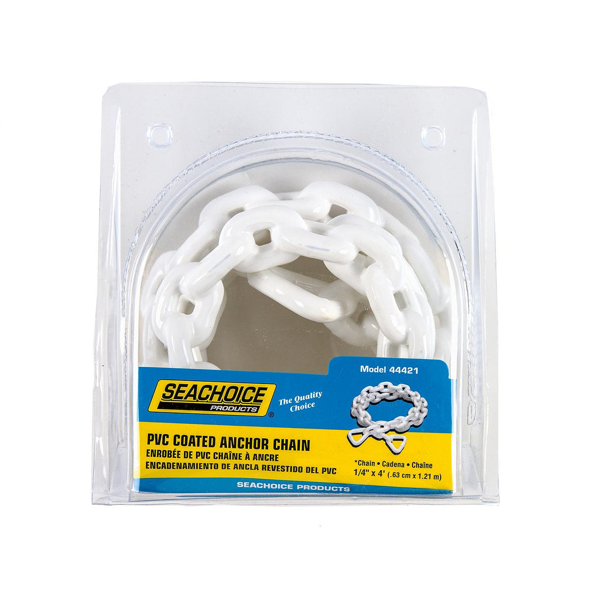 Seachoice White PVC Coated Galvanized Anchor Lead Chain 1/4″ x 4'
