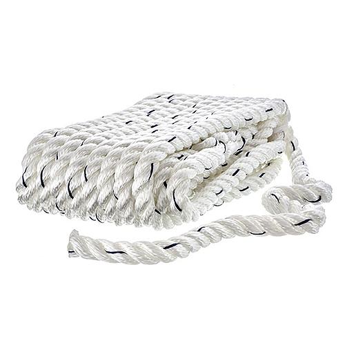 Seachoice Premium 3 Strand Twisted Nylon Dock Line - White With Blue Tracer