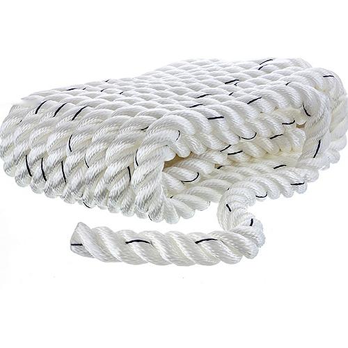 Seachoice Premium 3 Strand Twisted Nylon Dock Line - White With Blue Tracer
