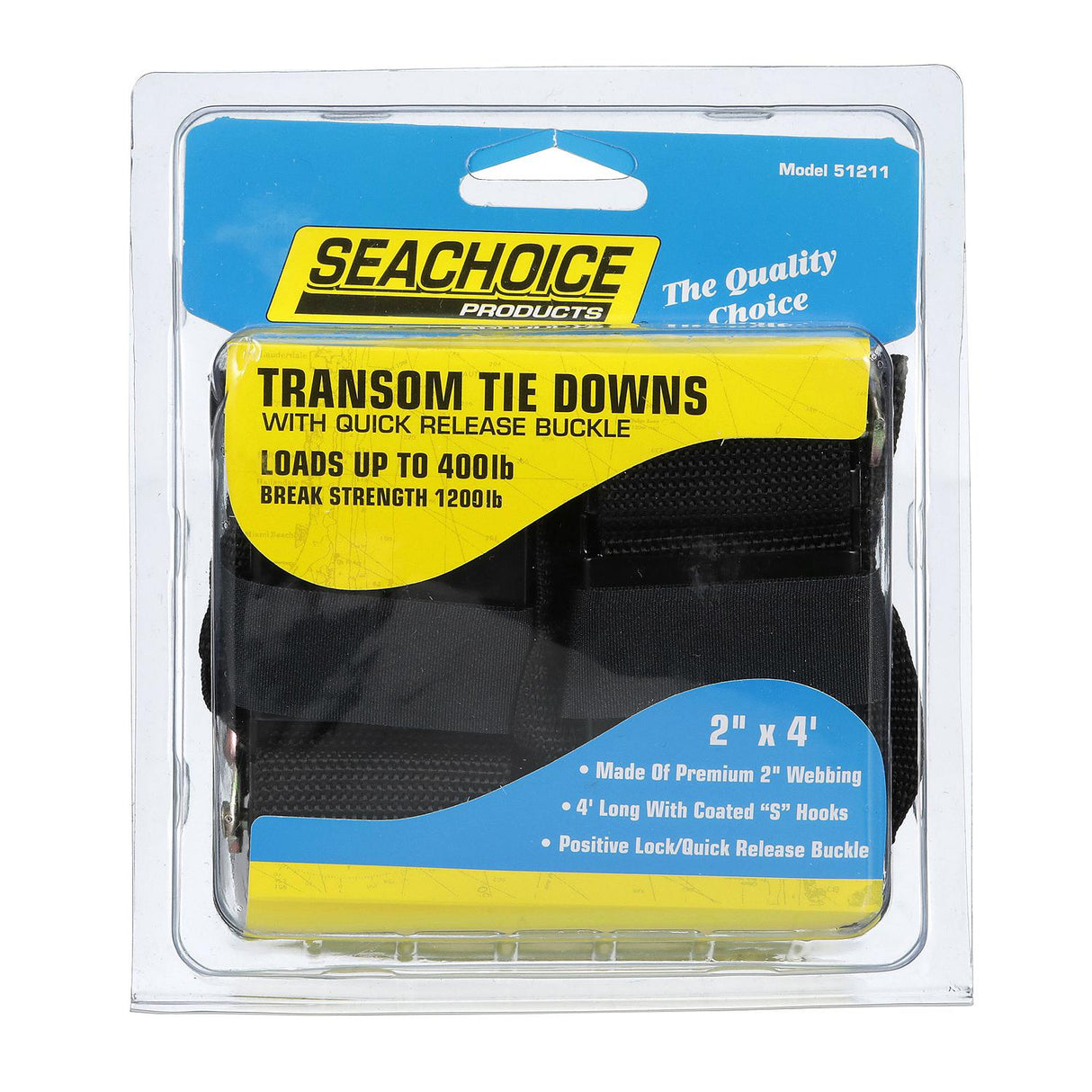 Seachoice Premium Transom Tie Down Straps 2" x 48" (Sold as Pair)
