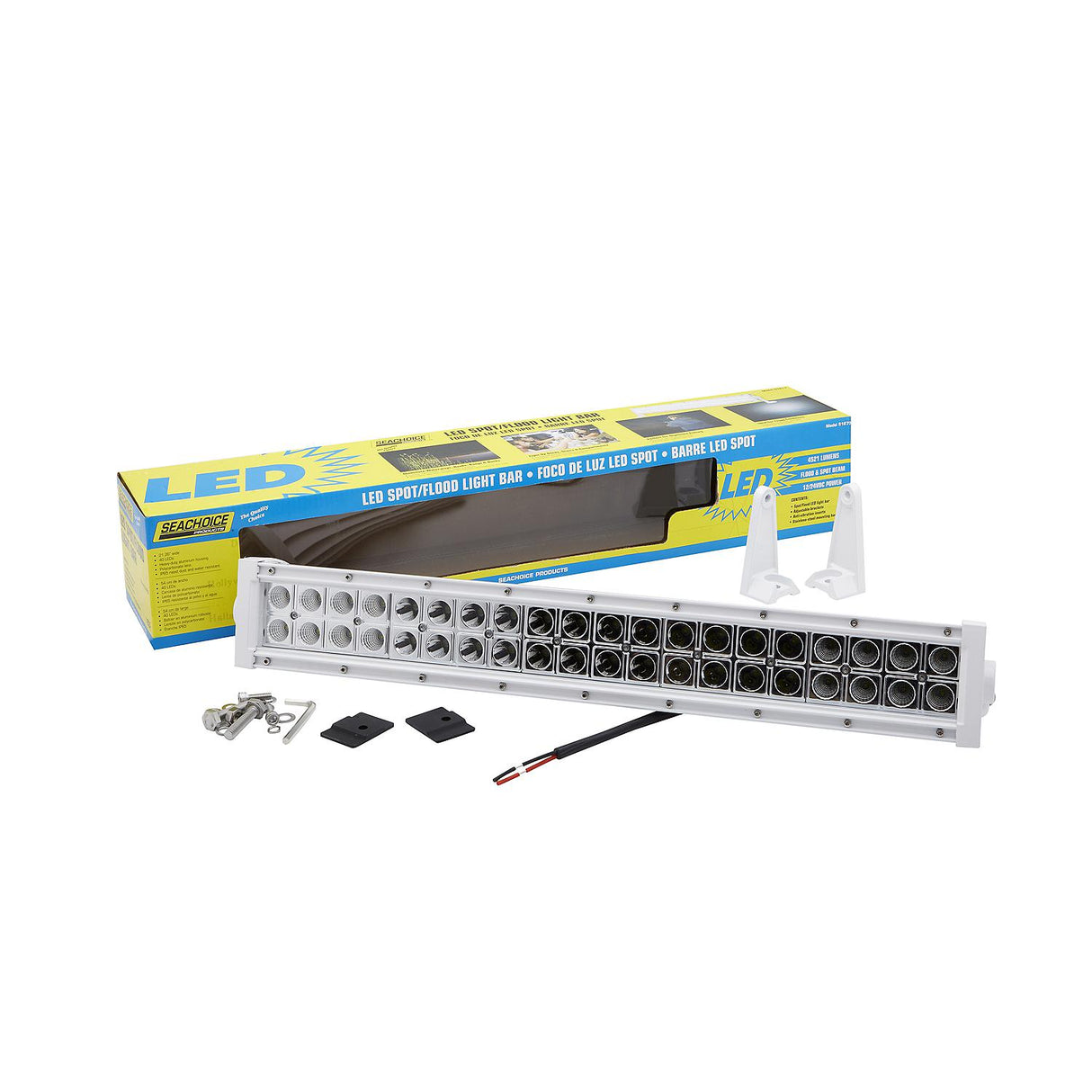 Seachoice 51673 LED Spot/Flood Light Bar, Black Housing, 40 LEDs, 21.26", 12/24V