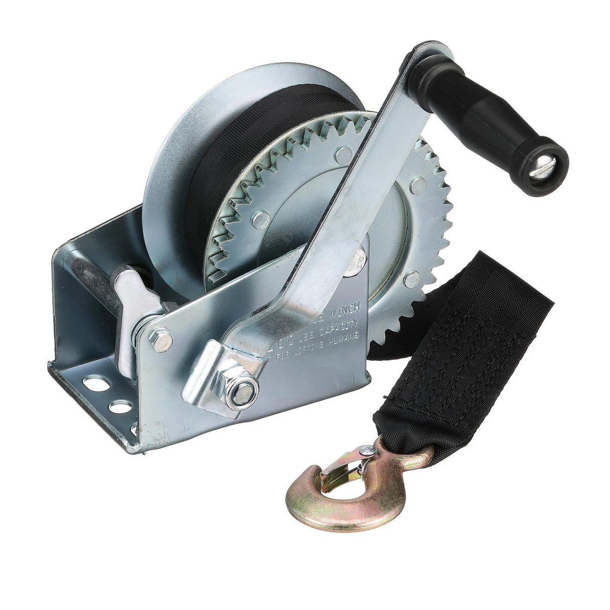 Seachoice 52191 1,200 Lb. Manual Trailer Winch, 1-Speed, 25-Ft. Strap w/Snap Hook