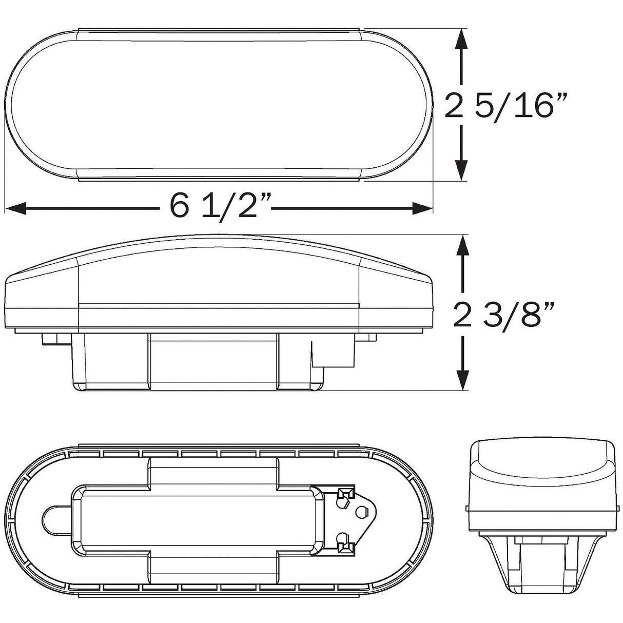 Seachoice 52931 3-Function Sealed Oval Flush-Mount Tail Light