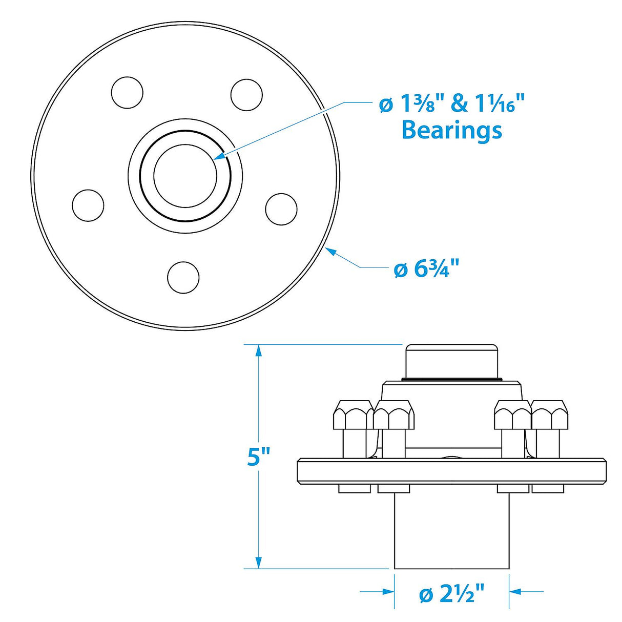 Seachoice 53101 Galvanized Trailer Wheel Hub
