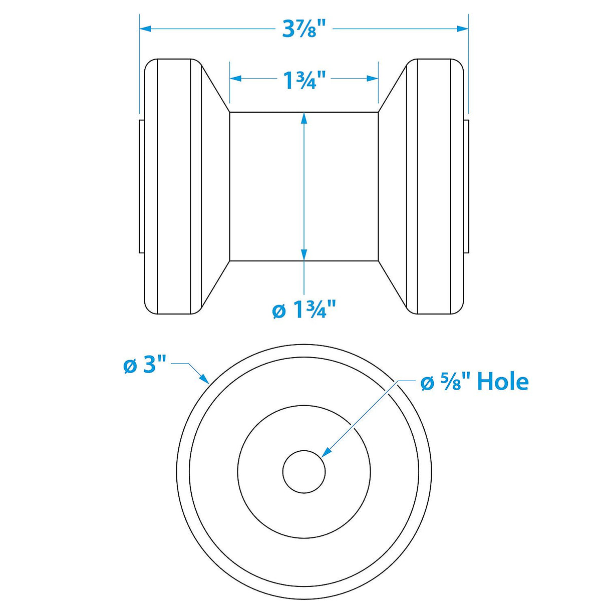 Seachoice Non-Marking TP Yellow Rubber Spool Roller