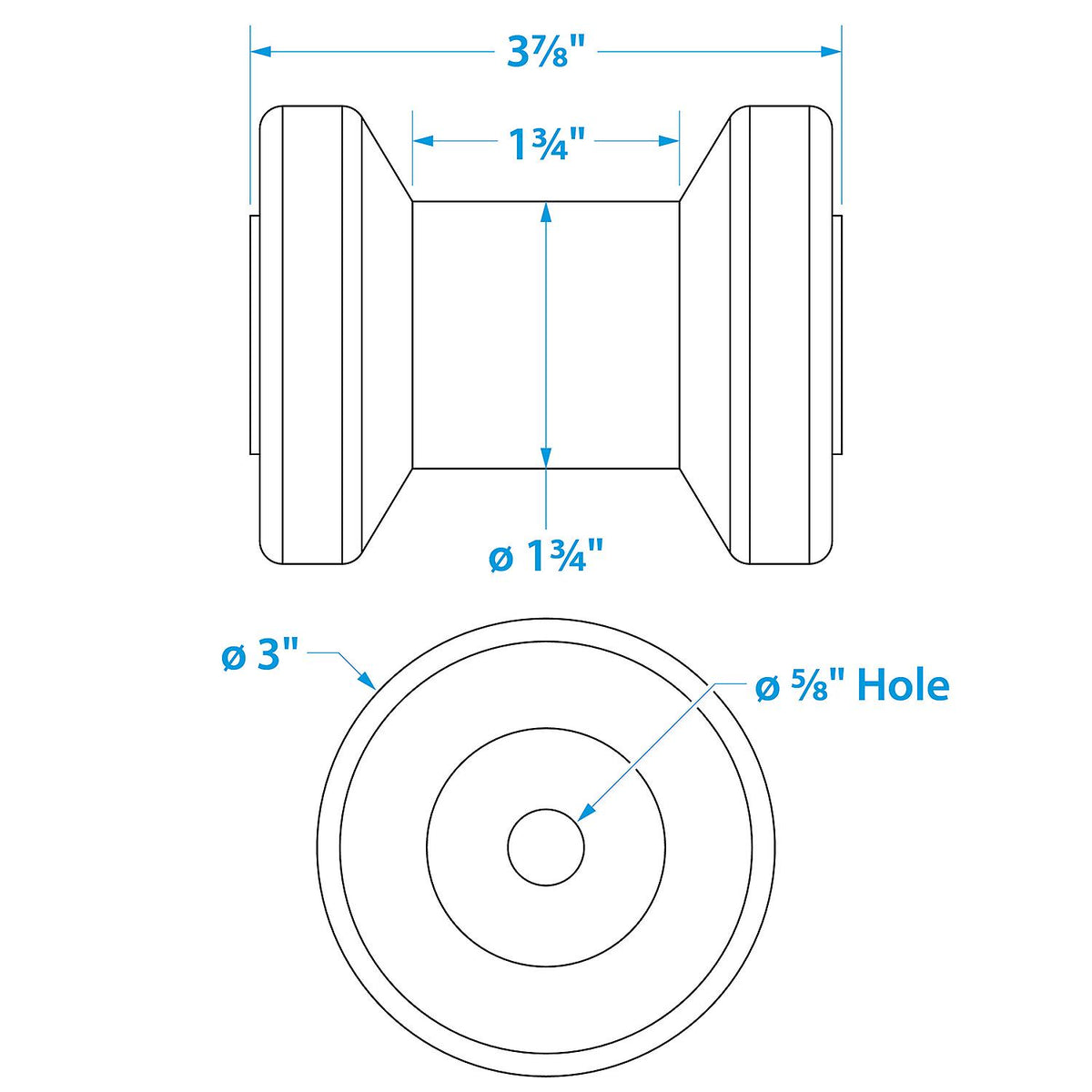Seachoice Non-Marking TP Yellow Rubber Spool Roller