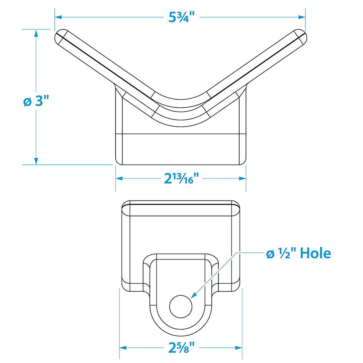 Seachoice Non-Marking TP Yellow Rubber V-Bow Stop 3″ x 1/2″