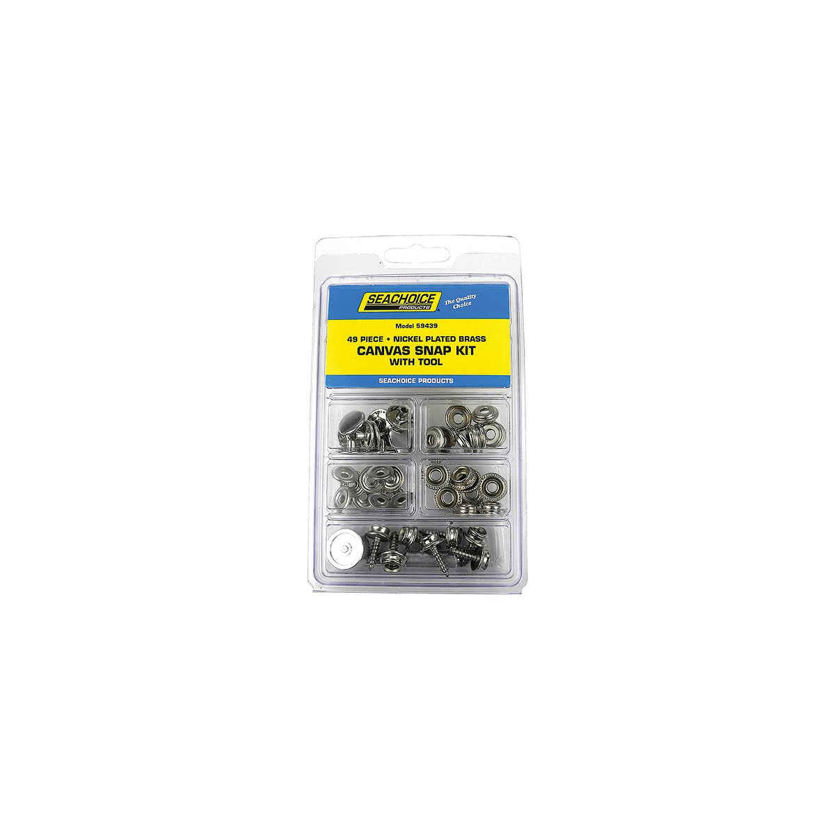 Seachoice 59439 Nickel Plated Brass Canvas Snap Kit With Tool - 48 Piece