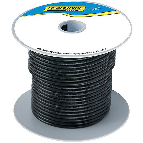 Seachoice 63081 Tinned Copper Marine Wire, 12 AWG, Black, 100'