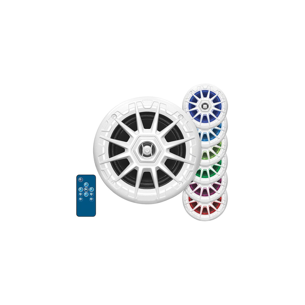 Seachoice 72111 5-1/4" 2-Way 150W Round LED Speakers, 1 Pair, White