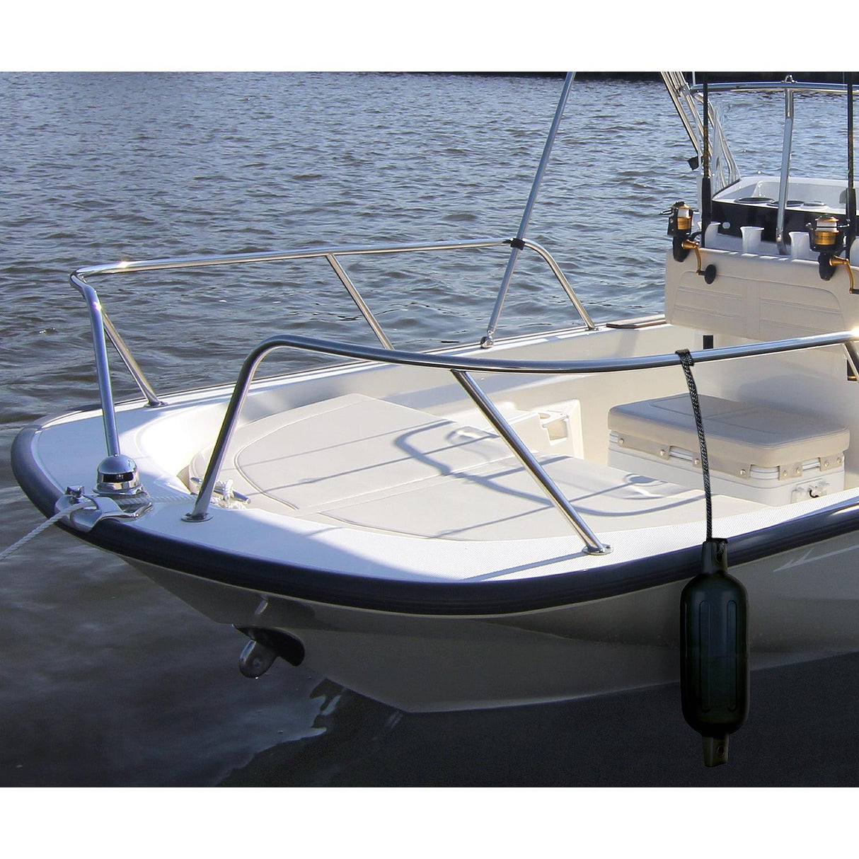 Seachoice 79061 Twin Eye Ribbed Fender, Black, 6.5 x 23"