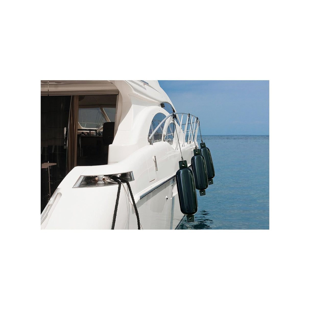 Seachoice 79071 Twin Eye Ribbed Fender, Black, 8.5 x 27"