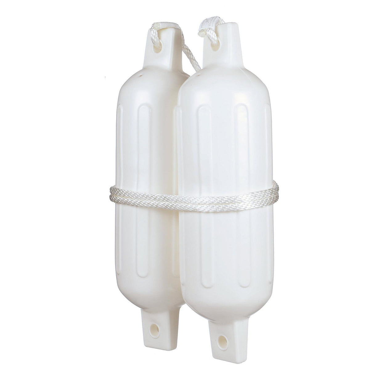 Seachoice 79271 Twin Eye Ribbed Fender Kit (Includes 2 6.5″ x 23″ White Fenders and 2 Matching 3/8 x 5' Fender Lines)