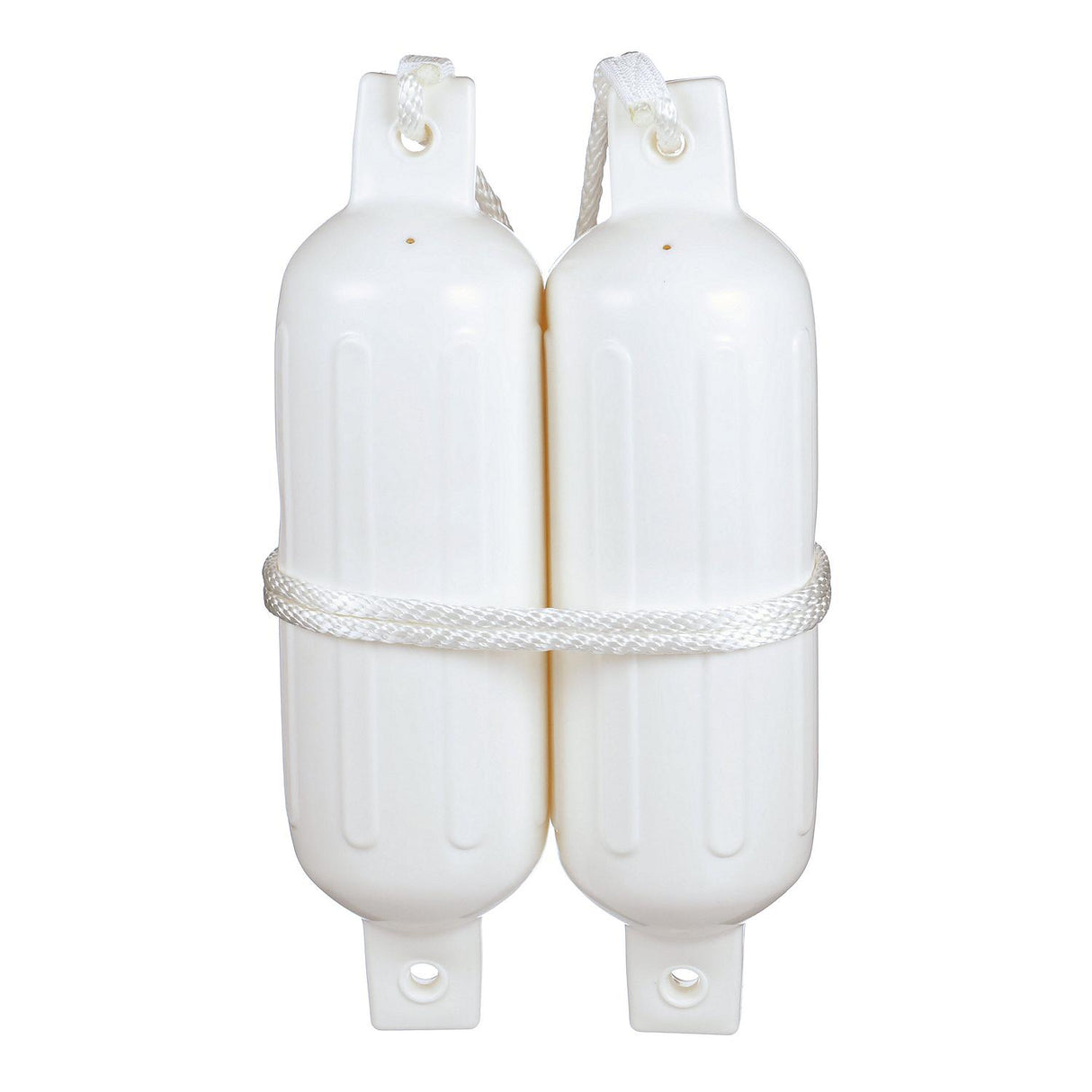 Seachoice 79271 Twin Eye Ribbed Fender Kit (Includes 2 6.5″ x 23″ White Fenders and 2 Matching 3/8 x 5' Fender Lines)