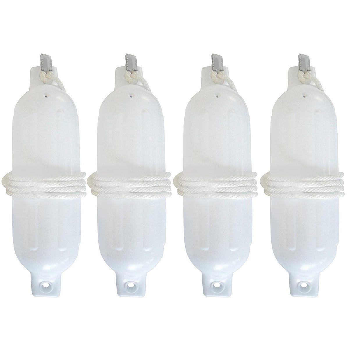 Seachoice 79291 Twin Eye Ribbed Fender Kit (Includes 4ea 4.5″ x 16″ White Fenders and 4 Matching 1/4 x 5' Fender Lines)