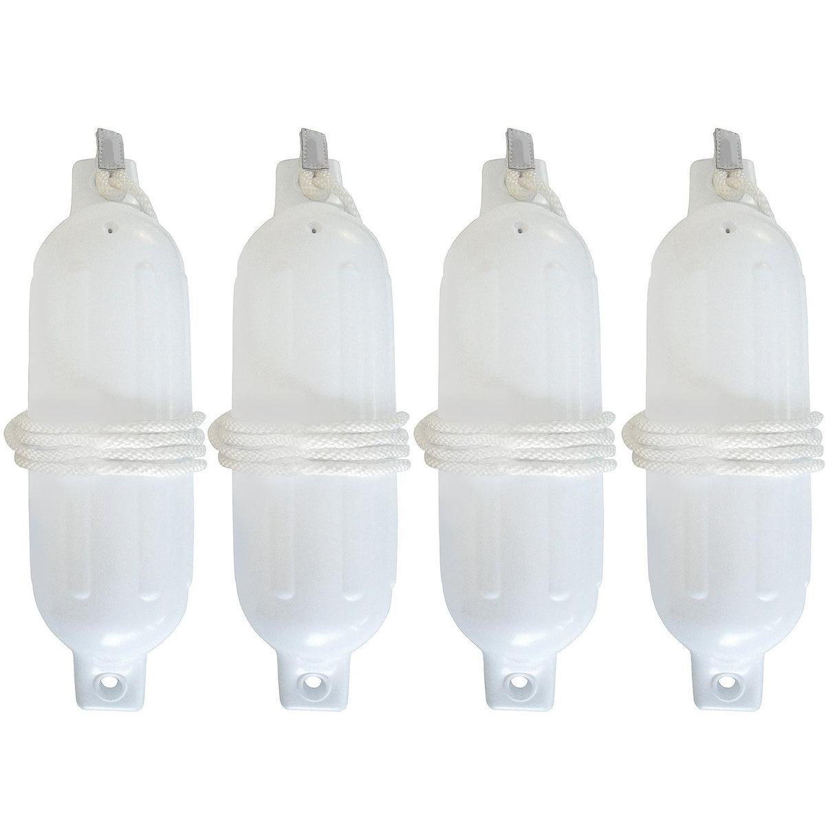 Seachoice 79291 Twin Eye Ribbed Fender Kit (Includes 4ea 4.5" x 16" White Fenders and 4 Matching 1/4 x 5' Fender Lines)