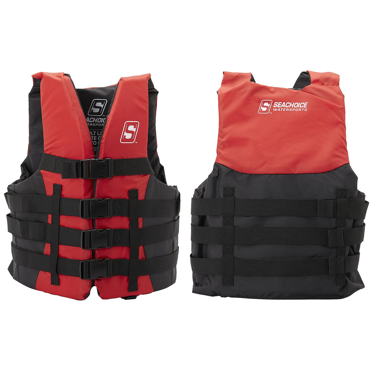 Seachoice 85383 Ski Vest - 4 BeltRed, S/M