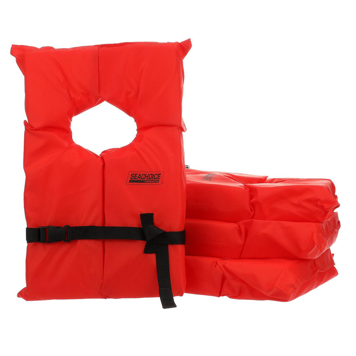 Seachoice 85510 Adult Universal Type II USCGA Life Vests w/Bag, Orange, 4-Pack