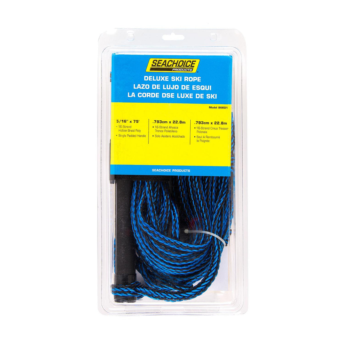 Seachoice 86601 Water Ski Rope, 75', 12″ Handle with Foam Grip