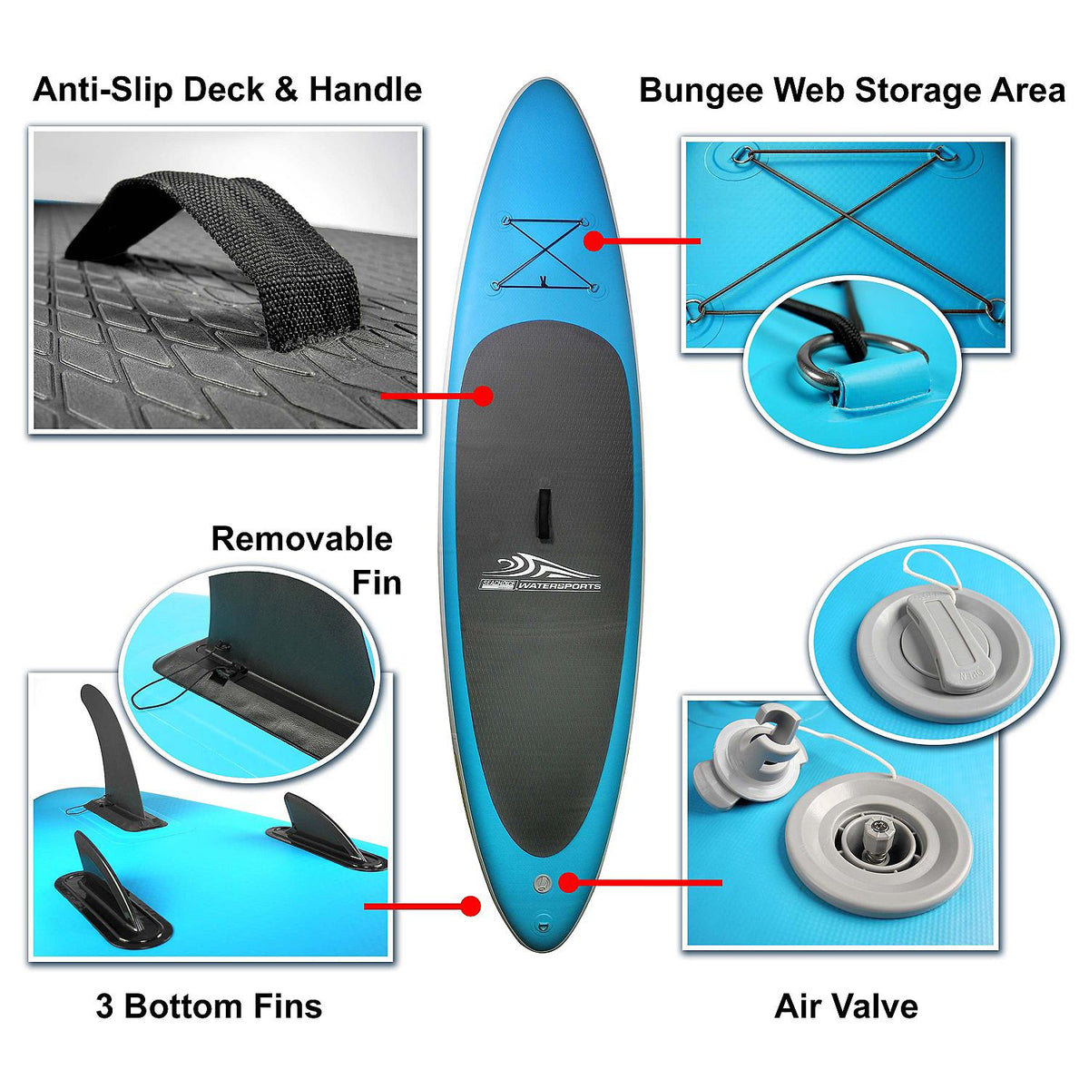 Seachoice 86941 10'6″ Inflatable Stand-Up Paddle Board KitAqua Blue