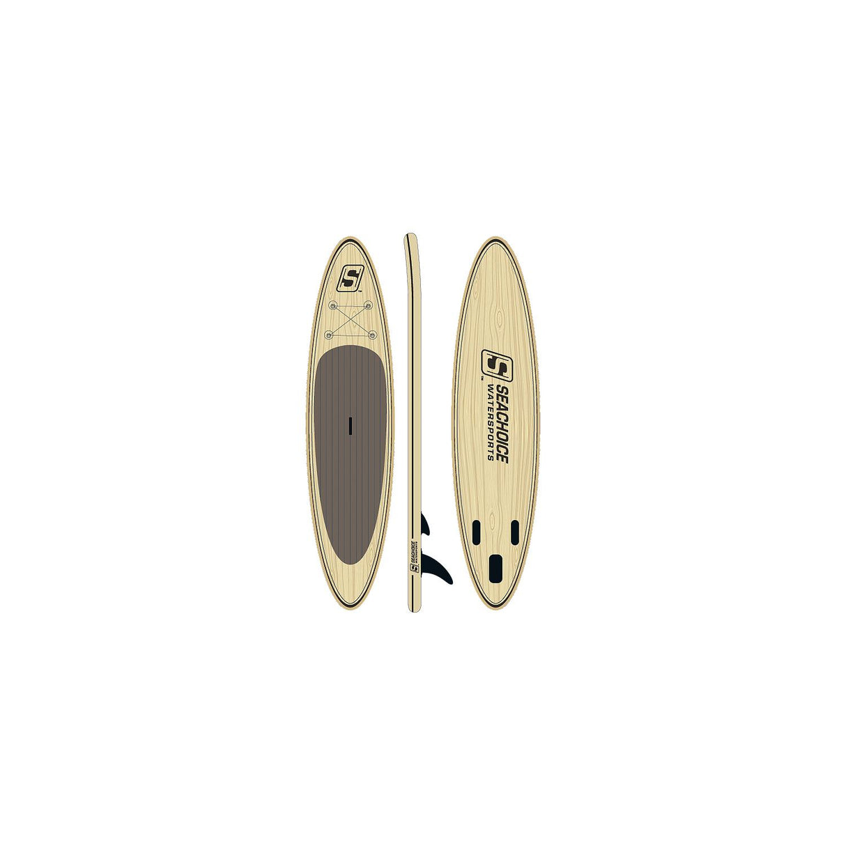 Seachoice 86949 10'6" Inflatable Stand-Up Paddle Board Kit Woodgrain Pattern