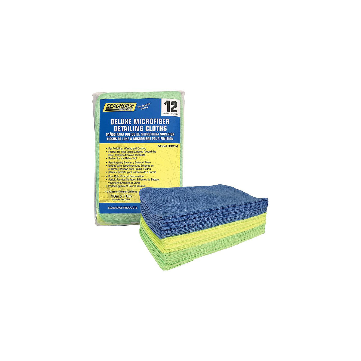 Seachoice 90014 Deluxe Microfiber Detailing 16″ x 16″ Cloths, 12-ct. Pack
