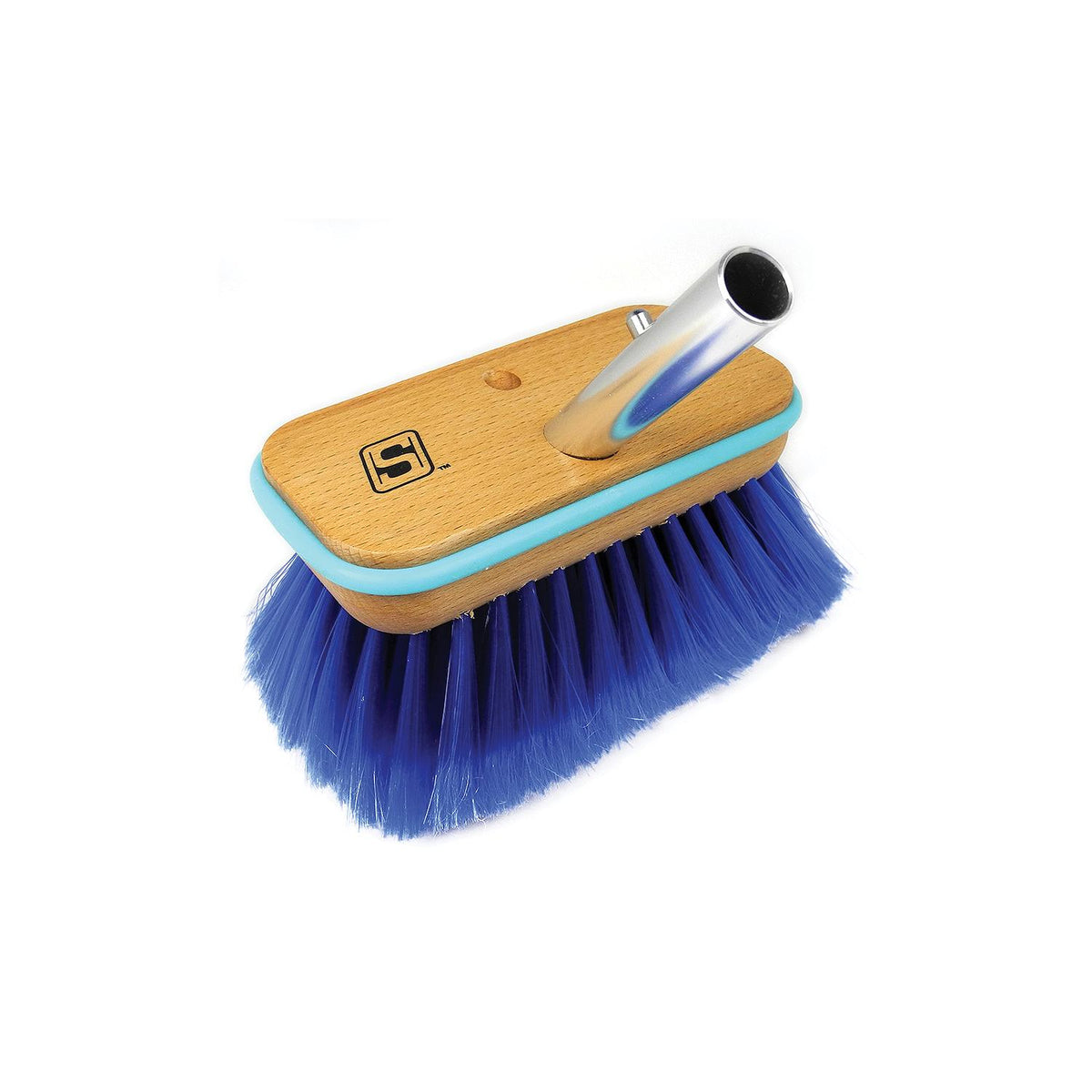 Seachoice 90553 Deck Brush with Bumper - Wood6″, Extra Soft (Blue Poly)