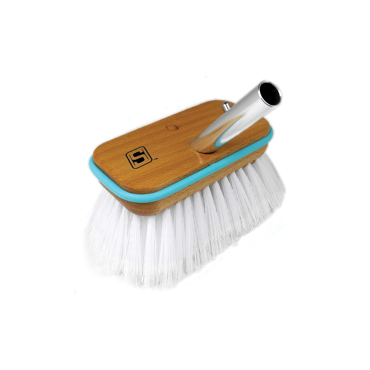 Seachoice 90556 Deck Brush with Bumper - Wood6″, Stiff (White Poly)