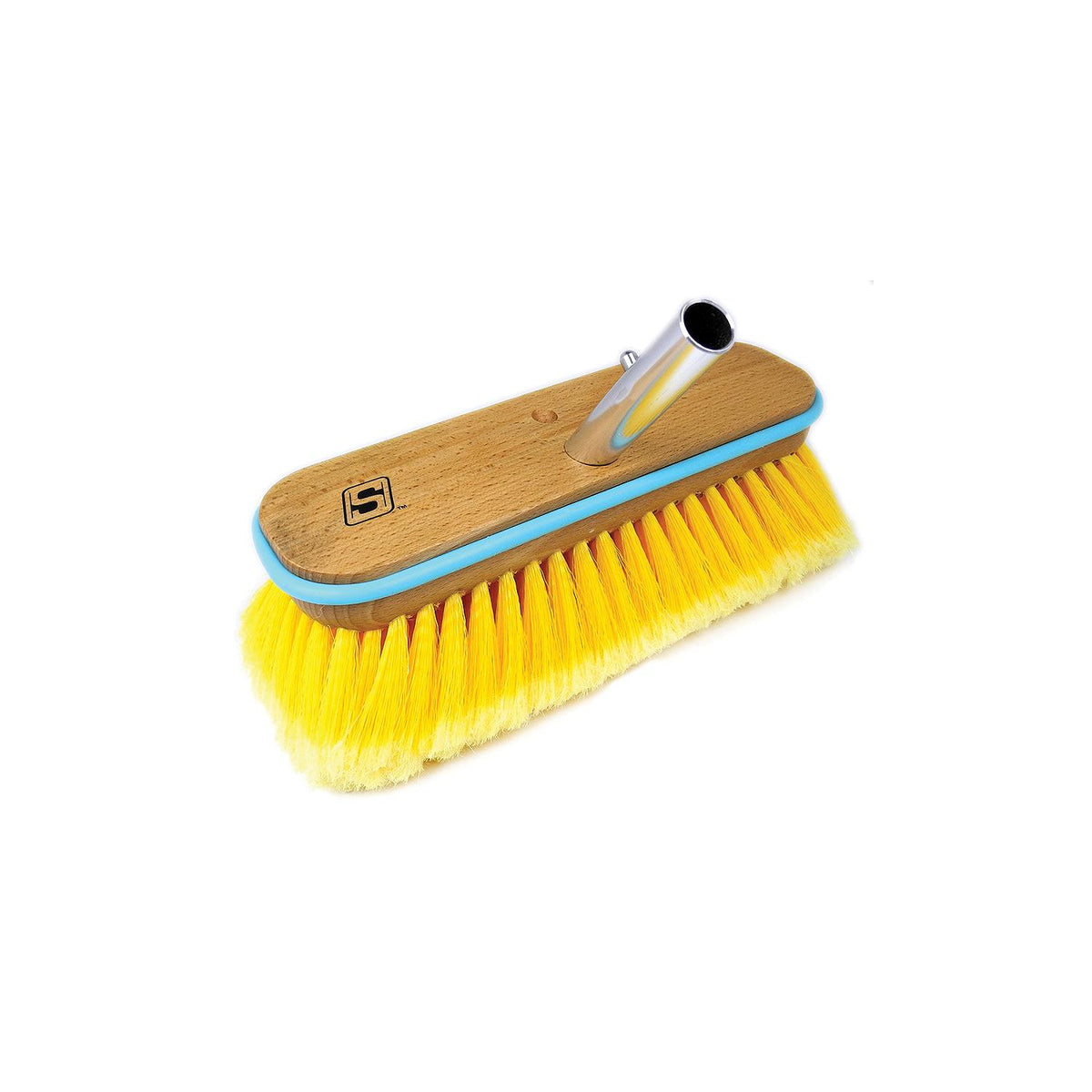 Seachoice 90563 Deck Brush with Bumper - Wood 10″, Soft (Yellow Poly)