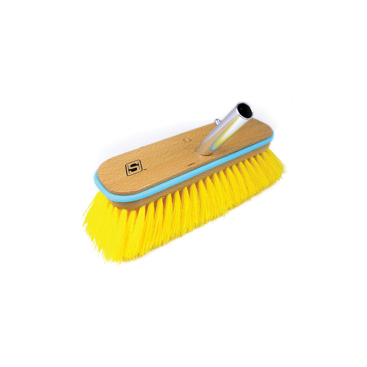 Seachoice 90564 Deck Brush with Bumper - Wood10″, Medium (Yellow Poly)