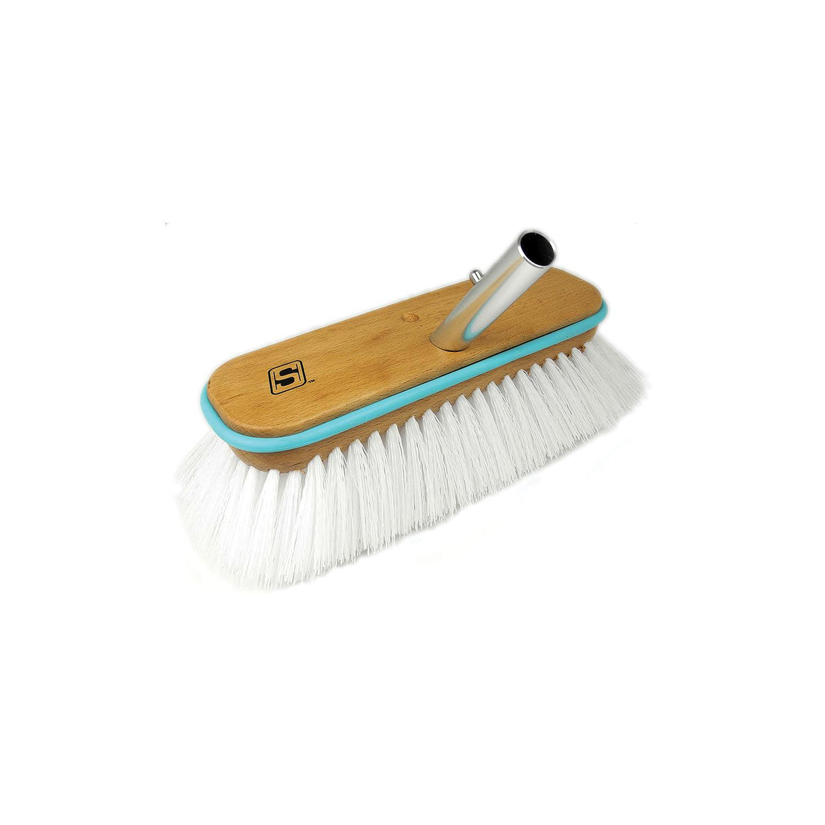 Seachoice 90566 Deck Brush with Bumper - Wood 10″, Stiff (White Poly)