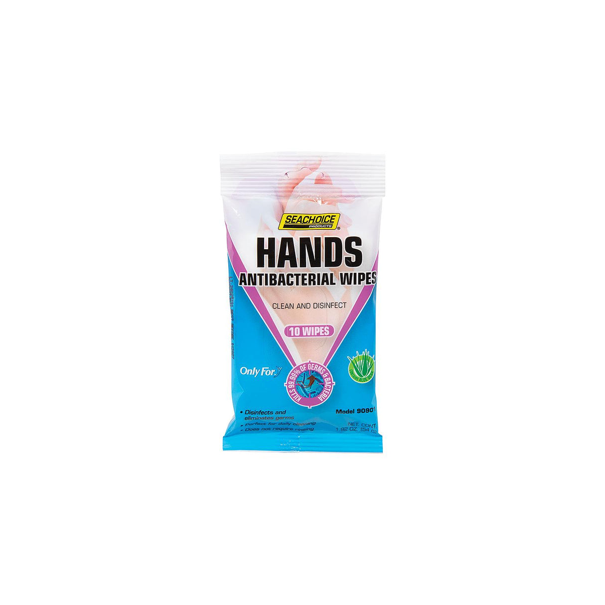 Seachoice 90901 Hands Antibacterial Wipes, 10-ct. Bag, Pack of 12