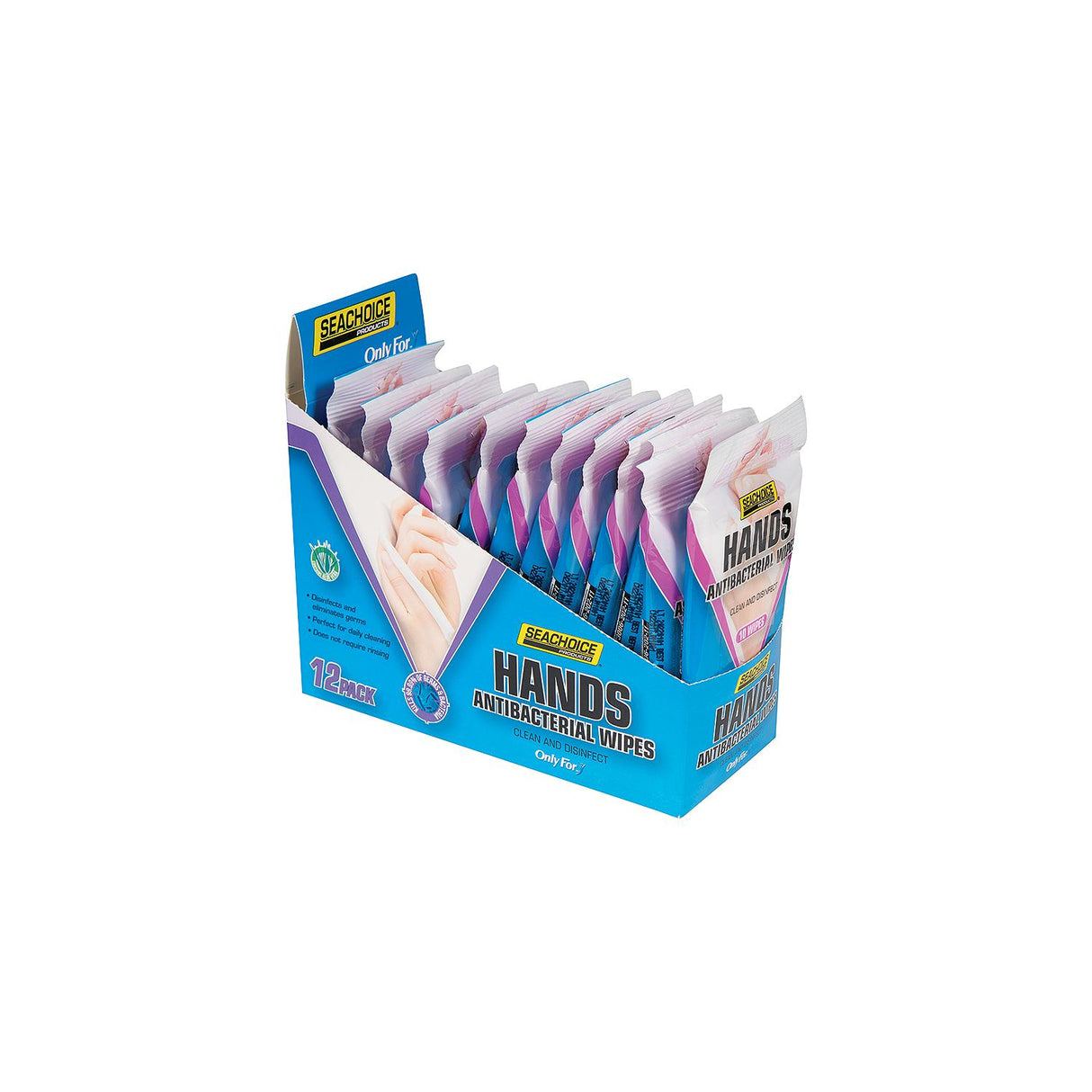 Seachoice 90901 Hands Antibacterial Wipes, 10-ct. Bag, Pack of 12