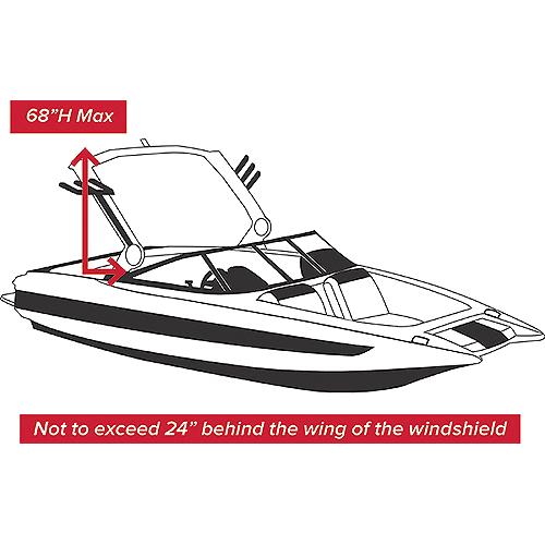 Carver 82123S11 Tournament Ski Boats w/Wide Or Pickle Fork Bow & Swim Platform - Over-The-Tower Cover, 23'6, Sun-Dura Mist Gray