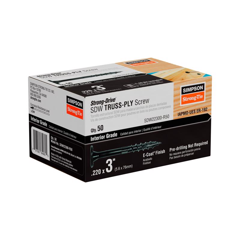 Simpson Strong-Tie No. 10 X 3 in. L Star E-Coat Bold Wood Screws 50 pk