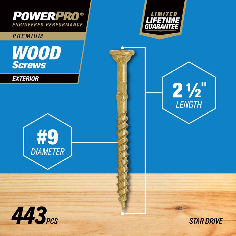 HILLMAN Power Pro No. 9 in. X 2-1/2 in. L Bronze Star Flat Head Premium Deck Screws 5 lb 443 pk
