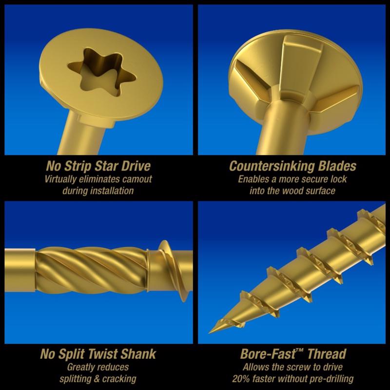 HILLMAN Power Pro No. 9 in. X 2-1/2 in. L Bronze Star Flat Head Premium Deck Screws 1 lb 88 pk