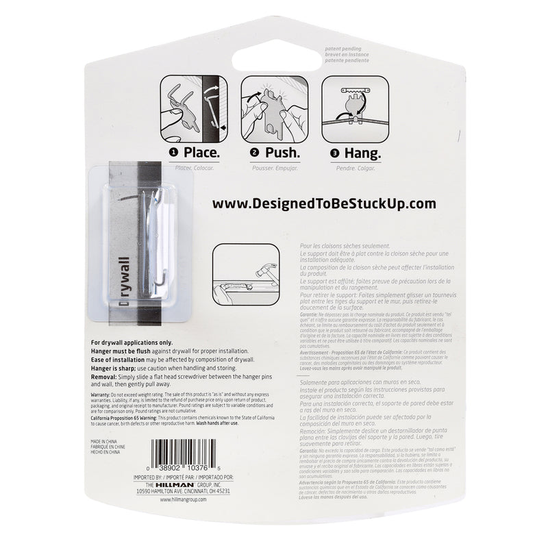 HILLMAN High & Mighty Steel-Plated Gray Hanger Picture Hanging Kit 20 lb 6 pk, Pack of 4