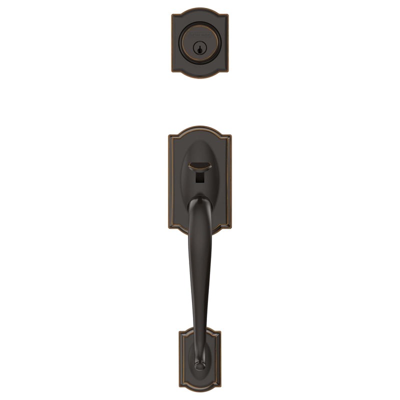 Schlage Camelot Aged Bronze Handleset
