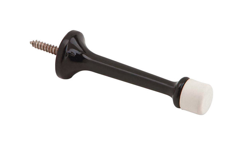Ives 3-3/16 in. W X 7/8 in. L Aluminum Black Door Stop Mounts to wall 7/8 in.