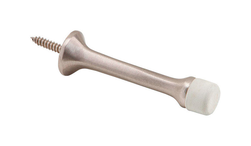 Ives 3-3/16 in. W X 7/8 in. L Aluminum Satin Nickel Brown Door Stop Mounts to wall 7/8 in.