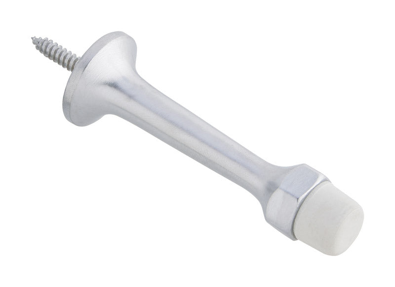 Schlage 61A14 Base Door Stop, 7/8 in Dia Base, 3-3/16 in Projection, Aluminum, Nickel