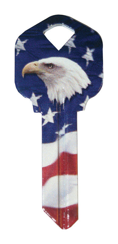 HILLMAN Wackey Flag & Eagle House/Office Universal Key Blank KW1 Single, Pack of 6