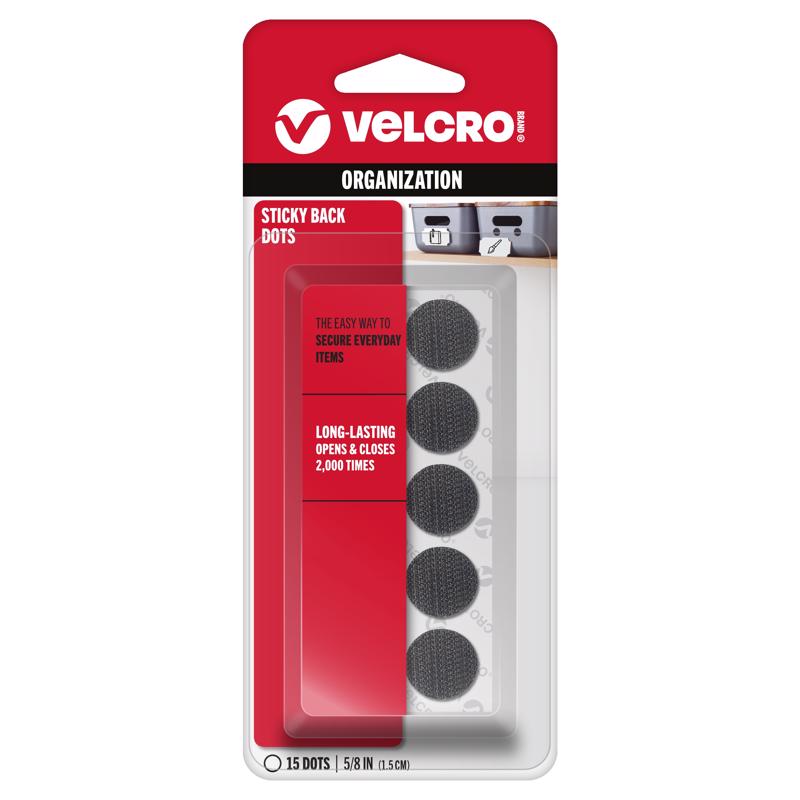 VELCRO Brand Sticky Back Small Nylon Hook and Loop Fastener 5/8 in. L 15 pk, Pack of 6