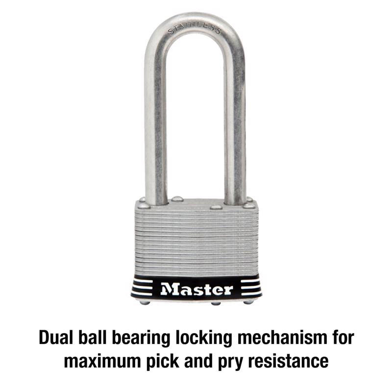 Master Lock 4-3/8 in. H X 2 in. W Laminated Steel 4-Pin Tumbler Weather-Resistant Padlock