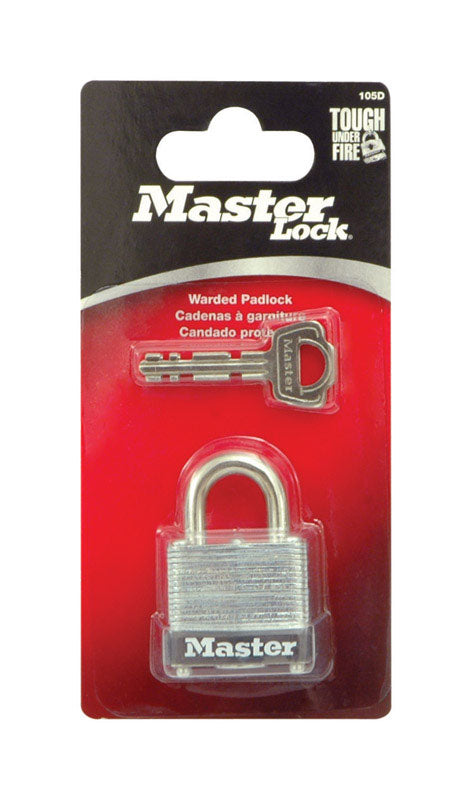 Master Lock 1-1/16 in. H X 1-1/8 in. W Laminated Steel Warded Locking Exterior Padlock, Pack of 4