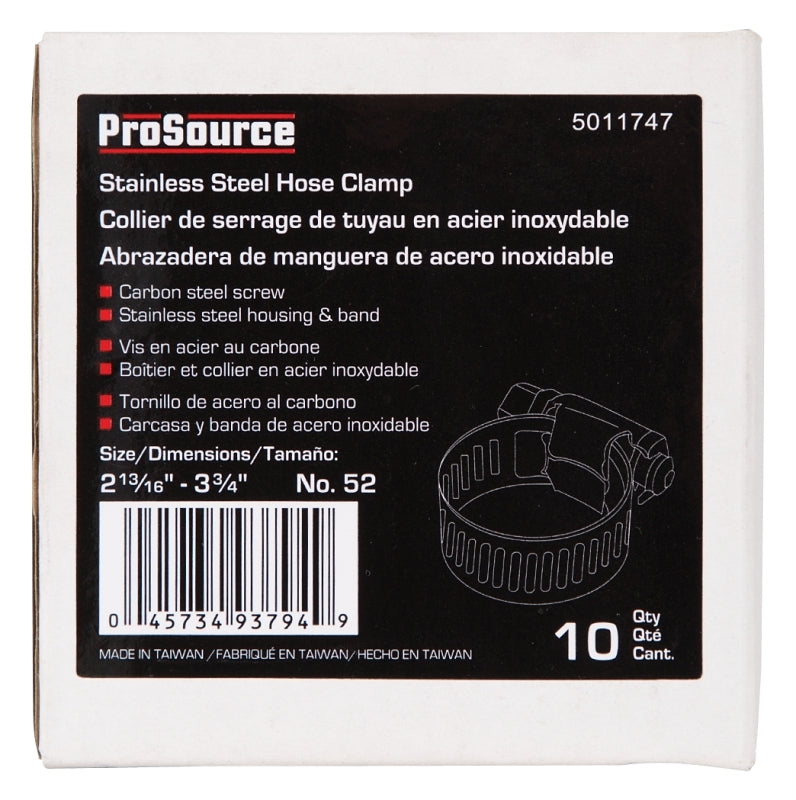 ProSource HCRAN52 Interlocked Hose Clamp, Stainless Steel, Stainless Steel, Pack of 10